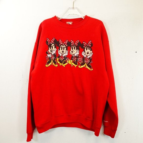 Disney Sweaters - VINTAGE DISNEY MICKEY Women's Red Sweater 2X XXL Oversized Stretch Crewneck